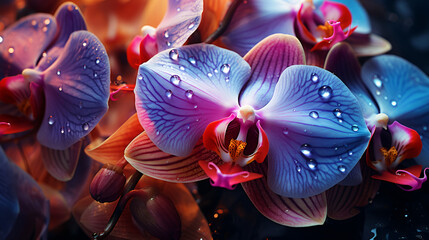 Moth orchids
Plant, orchid flower with neon colors, rainbow orchid flower 
