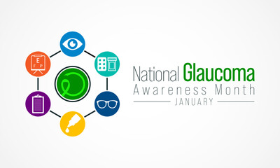 Glaucoma awareness month is observed every year in January, is a group of eye conditions that damage the optic nerve, the health of which is vital for good vision. Vector illustration