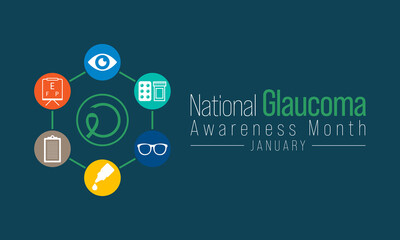 Fototapeta na wymiar Glaucoma awareness month is observed every year in January, is a group of eye conditions that damage the optic nerve, the health of which is vital for good vision. Vector illustration