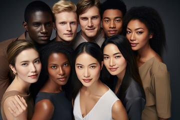 Obraz premium group of people of different ethnicities posing in front of the camera