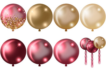 Burgundy and Gold Christmas Ornaments Clipart