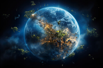 Obraz na płótnie Canvas Close-up of a planet in space. Generative Ai