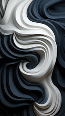 Perspectives unfold in an abstract dance of curves, shaping a sophisticated black and white backdrop.