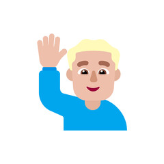 Man Raising Hand: Medium-Light Skin Tone