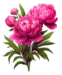 Magenta Peony Floral Clipart Collection, Bold Floral Sublimation Magenta Peony Cliparts, Created using generative AI	