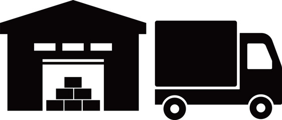 物流倉庫　トラック　アイコン