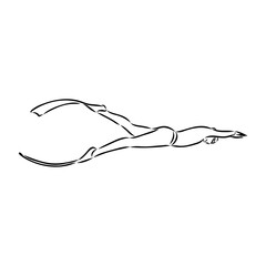 Sketch silhouette scuba divers on white background.