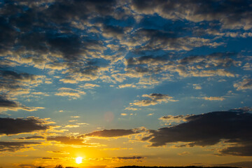 Dramatic sunset and sunrise sky