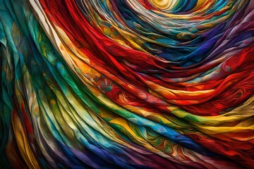 colorful waves abstract vivid silky cloth full frame background in shinny primary color with dark and deep view and color waves wandering here and there 