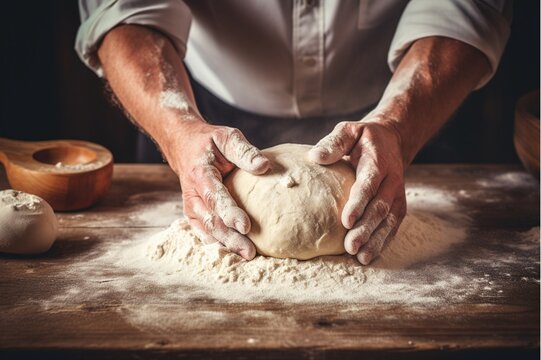 Hands kneading Bread Dough