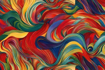 Fototapeta na wymiar colorful waves abstract vivid silky cloth full frame background in shinny primary color with dark and deep view and color waves wandering here and there 