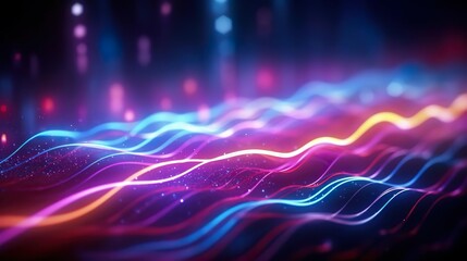 Colorful Abstract Waves on a Dark Background