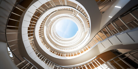 spiral staircase in the building Cerchio a spirale interno  decorazione scale ,spirale  infinito le scale caleidoscopio con visivo effetto, illustrazione generativo ai - obrazy, fototapety, plakaty