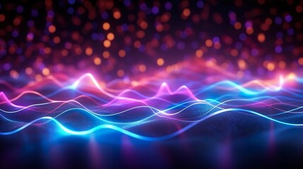 Colorful Abstract Waves on a Dark Background