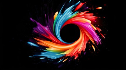 Abstract circle liquid motion flow explosion. Curved wave colorful pattern with paint drops on white background