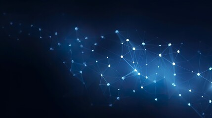 Blue abstract background with a network grid and particles connected