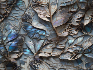 seamless pattern of  nature-inspired pattern showcasing a close-up view of delicate butterfly wings, 