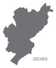 J&uuml;chen German city map grey illustration silhouette shape