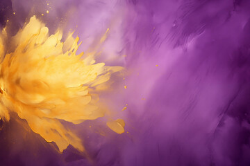 Purple and yellow watercolor brush painting abstract background