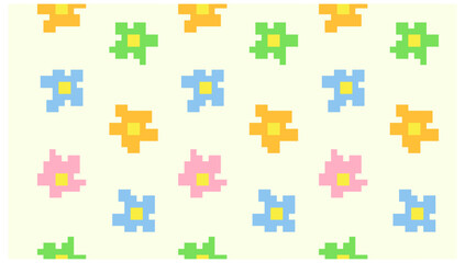 Pixel art wallpaper, background, card, banner, Beautiful romantic flower collection with roses, leaves, floral bouquets, flower compositions