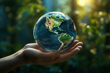 Globe earth outdoor concept save nature world, Environmental protection, future generations,  green living, AI generative.
