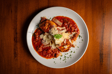 Portion of lasagna