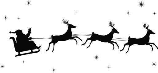 Santa and deers. Vector illustration. 