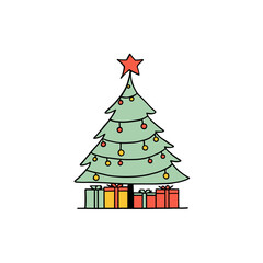Christmas tree with present Boxes - Minimalist vector design 