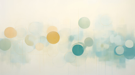 Abstract oil painting made out of circles, tranquil serenity, muted tones, kinetic artwork, bold brush strokes, transparency and opacity, precisionist lines and shapes - obrazy, fototapety, plakaty