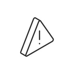 Triangular sign with exclamation mark, linear icon. Line with editable stroke. Isometric