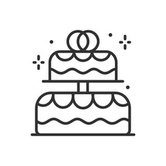 Wedding cake, linear icon. Line with editable stroke