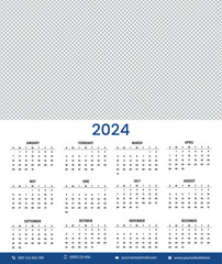 Realistic islamic monthly calendar planner  2024 new year. 