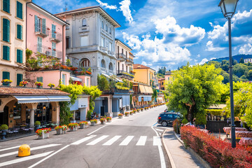 Town of Bellagio colorful flower street view