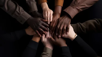 Fotobehang All hands together, united diversity or multi-cultural partnership in a group © Zahid