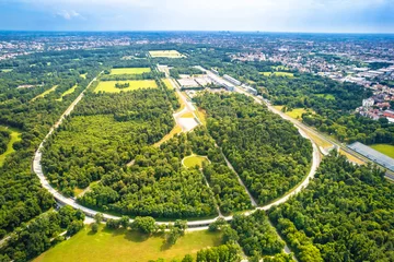 Gardinen Monza race circut aerial view near Milano © xbrchx