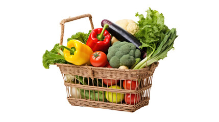 Basket of vegetables from the garden Isolated on transparent background, PNG file.