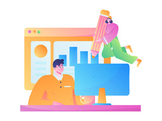 Business People Flat Vector Concept Operation Hand Drawn Illustration
