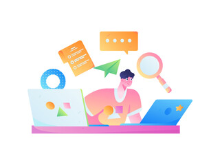 Business People Flat Vector Concept Operation Hand Drawn Illustration
