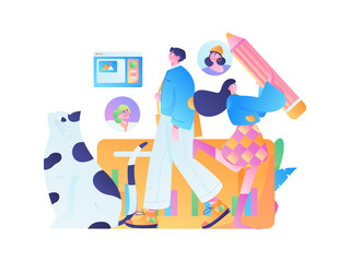 Business People Flat Vector Concept Operation Hand Drawn Illustration
