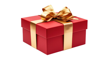 Gift box with luxury gold ribbon isolated on transparent background. PNG file.