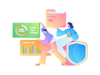 Business People Flat Vector Concept Operation Hand Drawn Illustration
