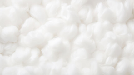 Close-up of white fluffy cotton background, abstract luxury wadding cloud texture. Generative AI - Powered by Adobe