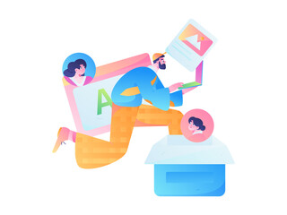 Business People Flat Vector Concept Operation Hand Drawn Illustration
