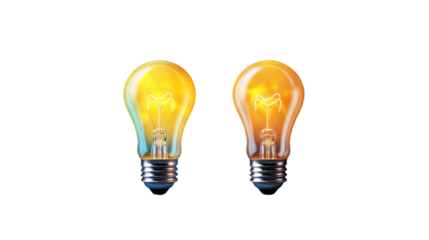 realistic light bulb incandescent light bulbs 3d vector light bulbs create a white background Creative business idea isolated on transparent background. PNG file.