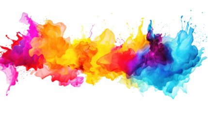 Abstract rainbow colors - watercolor splashes, isolated on transparent background, PNG file.