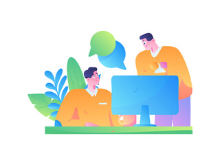 Business People Flat Vector Concept Operation Hand Drawn Illustration
