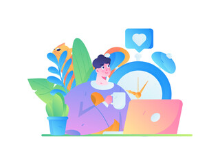 Business People Flat Vector Concept Operation Hand Drawn Illustration
