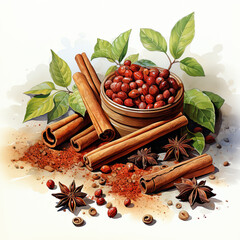 watercolor Cinnamon clipart, Generative Ai