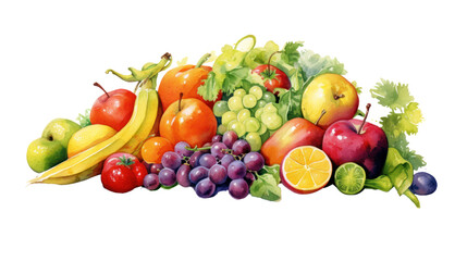 Watercolor food. Fresh vegetables. Isolated on clear background. PNG file.