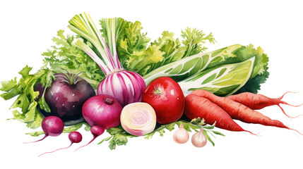 Vegetable and fruit group Isolated on a clear background, PNG file.
